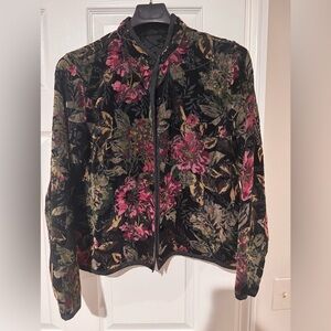 Floral Women's Blazer in Black and Pink